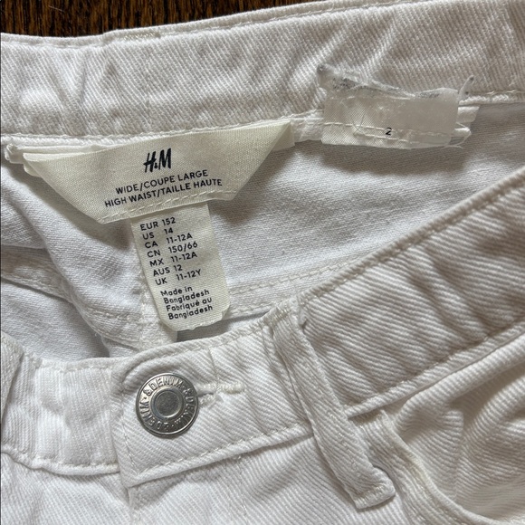 H&M 100% Cotton White Straight-Leg Jeans — High-Rise Casual Youth 14 Euro 152cm - Picture 3 of 7